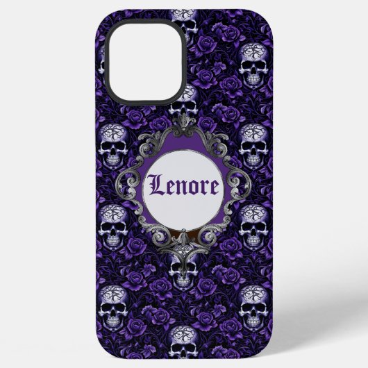 ドクロと紫の花 iPhoneケース (裏面)