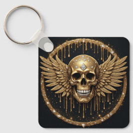 💀 ドクロと翼のゴシックギフト メタルファンに ☠️ キーホルダー