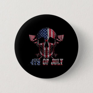 ドクロと花火 独立記念日 アメリカ国旗 7月4日 缶バッジ
