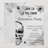 ドクロと蜘蛛のハロウィンパーティー 招待状 (正面/裏面)