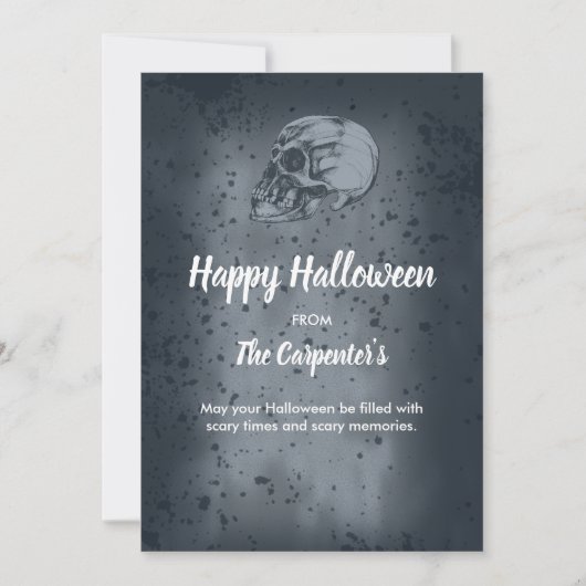 ドクロと骨のハロウィンカード 招待状 (正面)