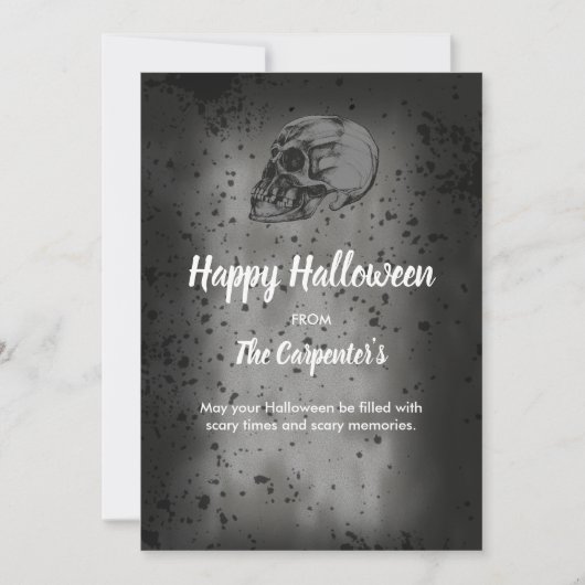 ドクロと骨のハロウィンカード 招待状 (正面)