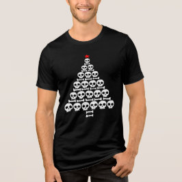 ドクロと骨のホワイトクリスマスツリー トライブレンドTシャツ