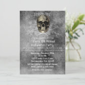 ドクロと骨の山のハロウィンパーティー招待状 招待状 (スタンド正面)