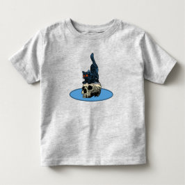 ドクロに猫 かわいいハロウィン2023 男の子 女の子 トドラーTシャツ