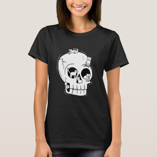 ドクロに猫 Tシャツ (正面)