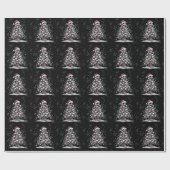 ドクロのクリスマスツリーのパジャマ スケルトンのサンタ帽子 ラッピングペーパー (フラット)