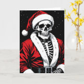 ドクロのサンタクロース カード (黄色い花)