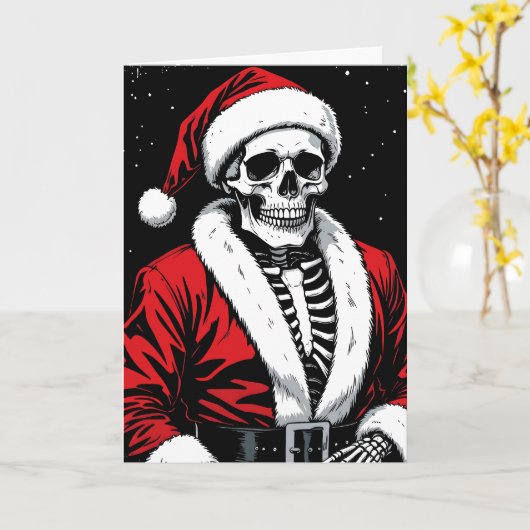 ドクロのサンタクロース カード (黄色い花)