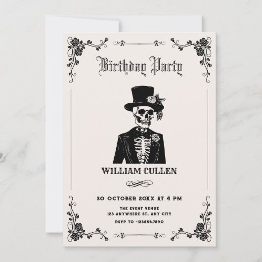 ドクロのタキシード 招待状 (正面)