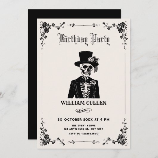 ドクロのタキシード 招待状 (正面/裏面)