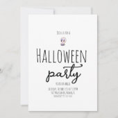 ドクロのハロウィンパーティー ビンテージ風ドゥードル 招待状 (正面)