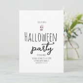 ドクロのハロウィンパーティー ビンテージ風ドゥードル 招待状 (スタンド正面)