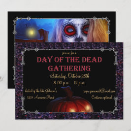 ドクロの女とジャック・オ・ランタン ディア・デ・ロス・ムエルトス 招待状