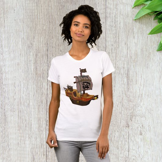 ドクロの旗を掲げた海賊船 Tシャツ