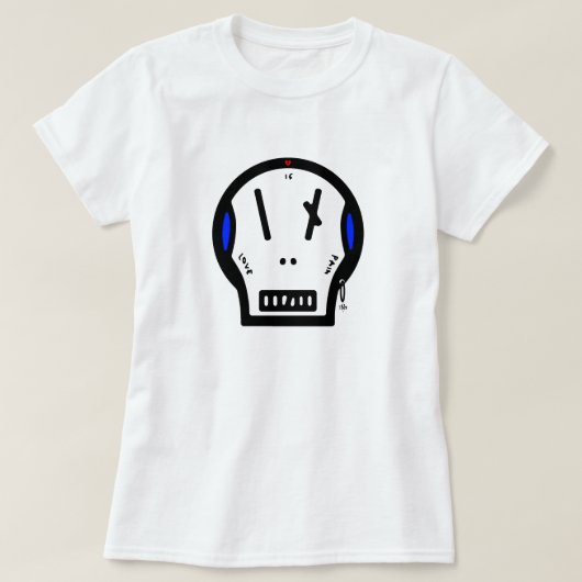 ドクロの格言:「愛とは痛み」 Tシャツ (デザイン正面)