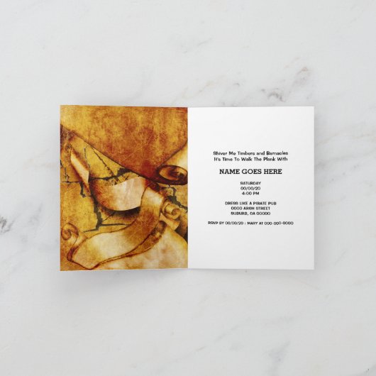 ドクロの海賊パーチメント大人パーティー 招待状 (内部)