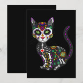 ドクロの猫 メキシコ ハロウィン 死者の日 招待状 (正面/裏面)