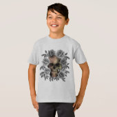 ドクロの花束 黒と白 Tシャツ (正面フル)