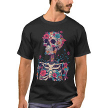 ドクロの花 グラフィック ダーク エステティック ゴシック Tシャツ