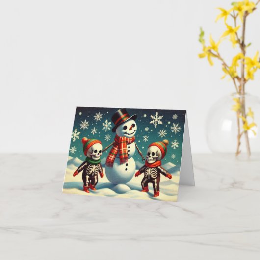 ドクロの雪遊び カード (黄色い花)