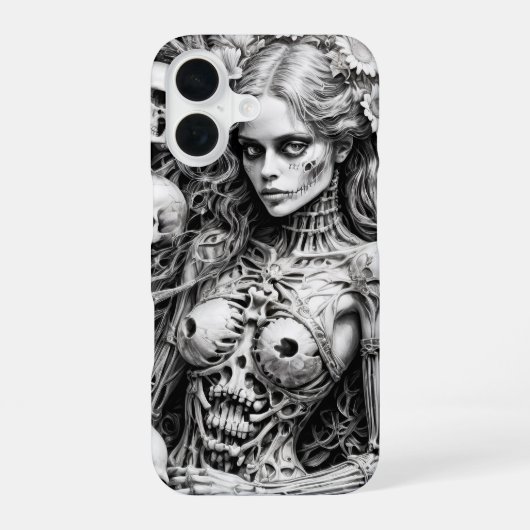 ドクロの骨のカバーを持つ少女 iPhone 16ケース (裏面)