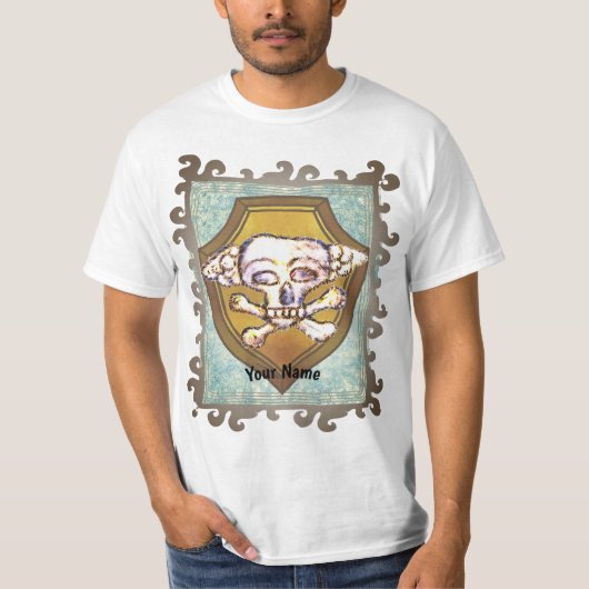 ドクロの骨シールド Tシャツ (正面)
