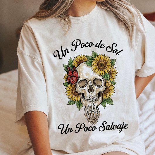 ドクロひまわり蝶々中指 トライブレンドＴシャツ