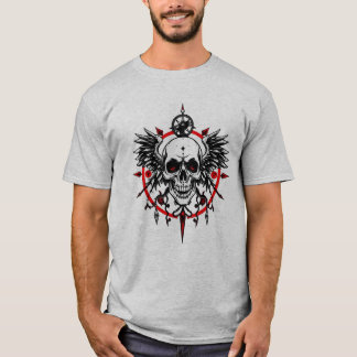 ドクロコンパスTシャツ - ゴシック翼と赤い目 Hor Tシャツ