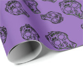 ドクロスケッチ ハロウィーンパターン | 黒/紫 ラッピングペーパー (ロールコーナー)