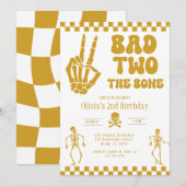 ドクロスケルトン Bad to the Bone 2歳の誕生日  招待状 (正面/裏面)