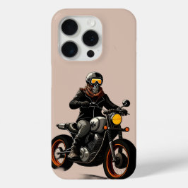 🏍️ ドクロヘルメット バイクに乗るライダー iPhone 15 PROケース
