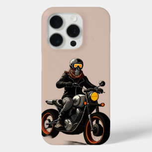 🏍️ ドクロヘルメット バイクに乗るライダー iPhone 15 PROケース