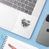 ドクロメンガのクラシックスケルトンハートハンドスタイル シール (ノートパソコンとiPhone)