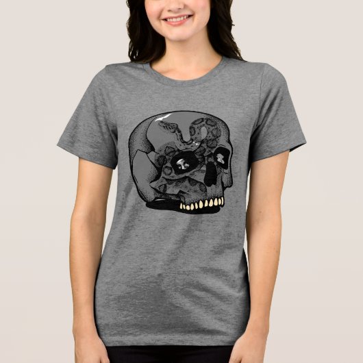 ドクロ柄 女性用Tシャツ トライブレンドＴシャツ (正面)