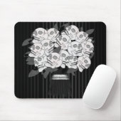 ドクロ薔薇のブーケ 黒と白のゴシック マウスパッド (マウス)