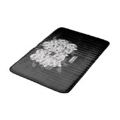 ドクロ薔薇のブーケ 黒と白 バスマット (アングル)