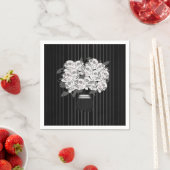 ドクロ薔薇の花束 黒と白 スタンダードカクテルナプキン (インサイチュ)