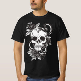 ドクロ薔薇 蛇 Tシャツ