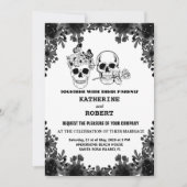 ドクロ ウェディング ハロウィン シュガー ゴシック フローラル   招待状 (正面)