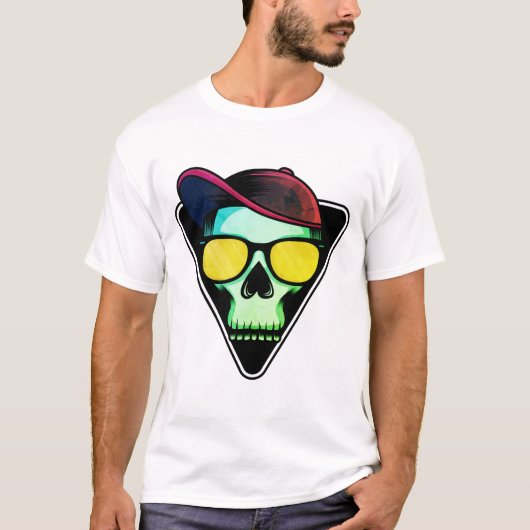 ドクロ、クール、骨 Tシャツ (正面)