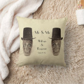 ドクロ ゲイ Mr. アンド Mr. ヴィンテージ レトロ セピア ウェディング クッション (ブランケット)