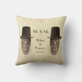 ドクロ ゲイ Mr. アンド Mr. ヴィンテージ レトロ セピア ウェディング クッション (裏面)