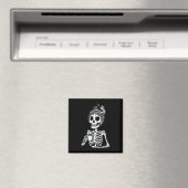 ドクロ+コーヒー+スケルトン+ハロウィン+女性+おもしろ マグネット (インサイチュ (食洗機))