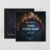 ドクロ ゴシック 誕生日 ハロウィン パーティー 招待状 (正面/裏面)