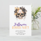 ドクロ ゴールドとブラックローズ ハロウィンパーティー 招待状 (スタンド正面)