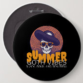 ドクロ サマーハット 缶バッジ (正面&裏面)