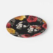 ドクロ スケルトン 赤 黄色 秋 落葉 花 フラワー ウェディング ペーパープレート (アングル)