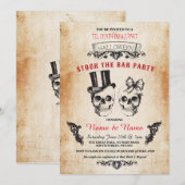 ドクロ ストック・ザ・バー パーティー ハロウィン ゴシック インビテ 招待状 (正面/裏面)