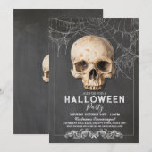 ドクロ ハロウィン ゴシックパーティー チョーク 招待状 (正面/裏面)